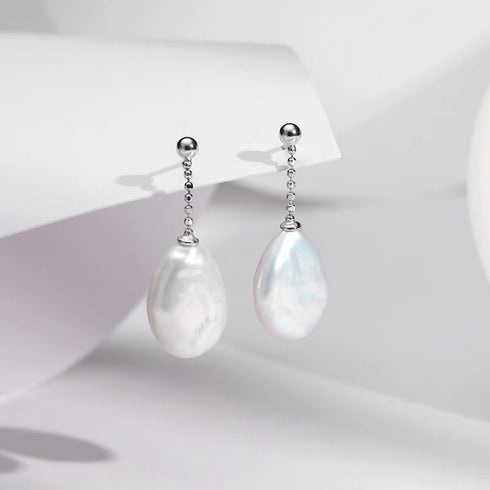 Baroque Pearl Line TearDrop Earrings - 18K Gold Vermeil